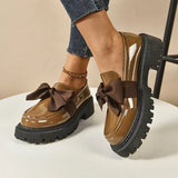 Women’s Loafers Bow Accent Stitched Toe Platform Lug Sole – Museum Visits