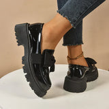Women’s Loafers Bow Accent Stitched Toe Platform Lug Sole – Museum Visits