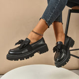 Women’s Loafers Bow Accent Stitched Toe Platform Lug Sole – Museum Visits