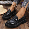 Women’s Loafers Embossed Vamp Strap Lug Sole – Office Mornings