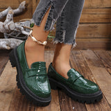 Women’s Loafers Embossed Vamp Strap Lug Sole – Office Mornings