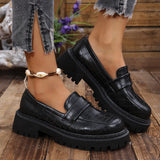 Women’s Loafers Embossed Vamp Strap Lug Sole – Office Mornings