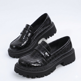 Women’s Loafers Embossed Vamp Strap Lug Sole – Office Mornings