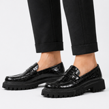 Women’s Loafers Embossed Vamp Strap Lug Sole – Office Mornings
