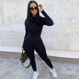Women's Long Sleeve High Neck One Piece Jumpsuit – Daywear