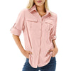 Women’s Long Sleeve Shirt Pointed Collar Chest Pockets Sleeve Tabs – Coworking Days