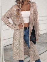 Women's Longline Cardigan Open Front Long Sleeve - Boho Style