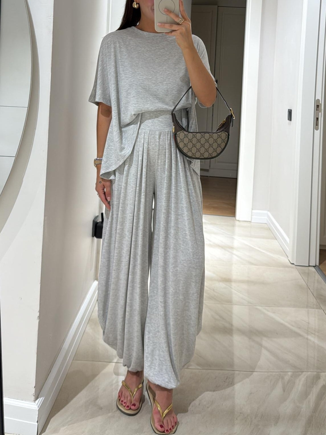 Women's Lounge Set Oversized T-Shirt Wide Leg Pants – Casual