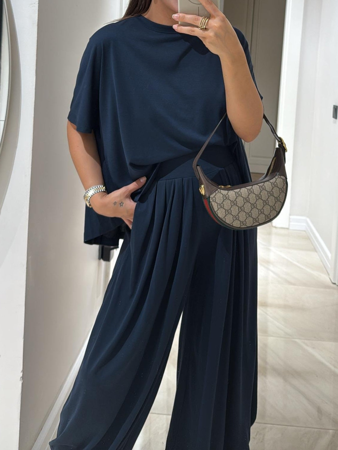 Women's Lounge Set Oversized T-Shirt Wide Leg Pants – Casual