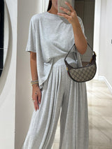 Women's Lounge Set Oversized T-Shirt Wide Leg Pants – Casual