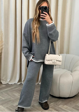 Women's Loungewear Set Crew Neck Long Sleeve Side Openings – Cabin Stay