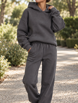 Women’s Loungewear Set Hooded Top Long Sleeves Gathered Waist Pants – Travel Days