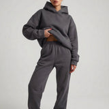 Women’s Loungewear Set Hooded Top Long Sleeves Gathered Waist Pants – Travel Days