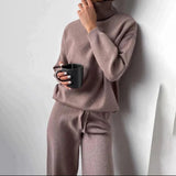 Women's Loungewear Set Turtleneck Long Sleeve Pants – Home Retreat