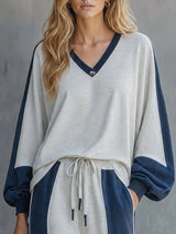Women's Loungewear Set V-Neck Long Sleeve Full Length – Airport Transit