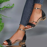 Women's Low Block Heels Open Toe Ankle Strap – Cocktail Party Formal