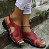 Women's Low Heel Sandals Open Toe Cutout Wide Strap Side Buckle – Daily Summer Wear