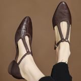 Women's Mary Jane Flats T-Strap Buckle Almond Toe – Modern Classic Style