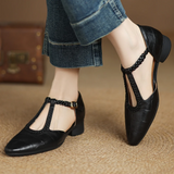 Women's Mary Jane Flats T-Strap Buckle Almond Toe – Modern Classic Style