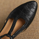 Women's Mary Jane Flats T-Strap Buckle Almond Toe – Modern Classic Style