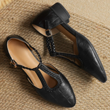 Women's Mary Jane Flats T-Strap Buckle Almond Toe – Modern Classic Style