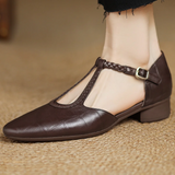 Women's Mary Jane Flats T-Strap Buckle Almond Toe – Modern Classic Style