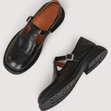 Women’s Mary Jane Shoes Buckle Strap Round Toe Brogue Detail – Office Workshops