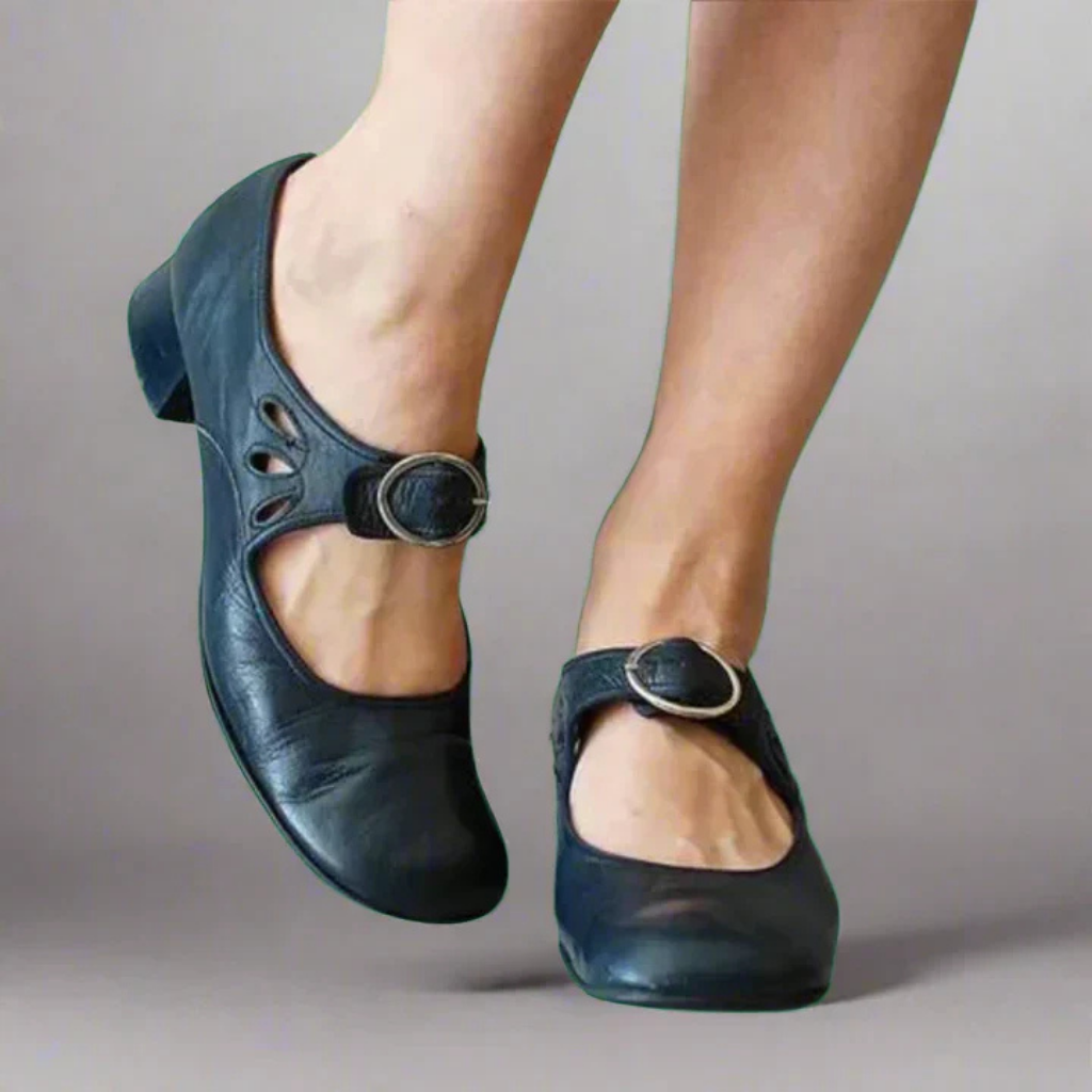 Women's Mary Jane Shoes Round Toe Buckle Strap Low Block – Daytime Outings