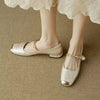 Women’s Mary Jane Shoes Square Toe Twisted Strap Pearl Accent – Engagement Parties