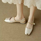 Women’s Mary Jane Shoes Square Toe Twisted Strap Pearl Accent – Engagement Parties
