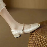 Women’s Mary Jane Shoes Square Toe Twisted Strap Pearl Accent – Engagement Parties