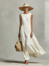 Women's Maxi Dress Asymmetric Overlay Sleeveless – Vacation Dinner