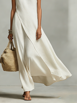 Women's Maxi Dress Asymmetric Overlay Sleeveless – Vacation Dinner