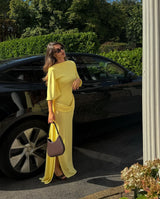 Women's Maxi Dress Cape Sleeve High Neck – Wedding Guest Dress