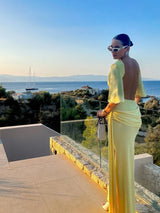 Women's Maxi Dress Cape Sleeve High Neck – Wedding Guest Dress