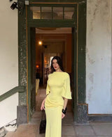 Women's Maxi Dress Cape Sleeve High Neck – Wedding Guest Dress