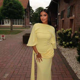Women's Maxi Dress Cape Sleeve High Neck – Wedding Guest Dress