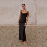 Women's Maxi Dress Cowl Neck Sleeveless – Wedding Guest