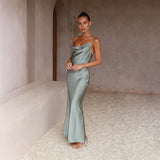Women's Maxi Dress Cowl Neck Sleeveless – Wedding Guest