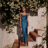 Women's Maxi Dress Cowl Neck Sleeveless – Wedding Guest