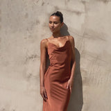 Women's Maxi Dress Cowl Neck Sleeveless – Wedding Guest