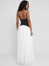 Women's Maxi Dress Halter Neck Contrast Panel – Wedding Guest