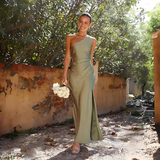 Women's Maxi Dress One Shoulder Sleeveless – Wedding Guest