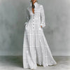 Women's Maxi Dress Printed Stand Collar Button Front – Art Gallery