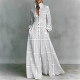 Women's Maxi Dress Printed Stand Collar Button Front – Art Gallery