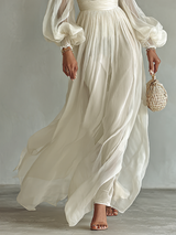 Women's Maxi Dress Ruched Sweetheart Long Sleeve – Garden Party Reception