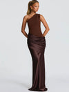 Women's Maxi Dress Sage One Shoulder Sleeveless – Wedding Guest