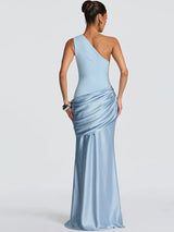 Women's Maxi Dress Sage One Shoulder Sleeveless – Wedding Guest