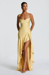 Women's Maxi Dress Spaghetti Strap High Slit – Wedding Guest Party