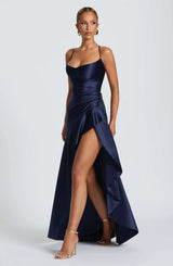 Women's Maxi Dress Spaghetti Strap High Slit – Wedding Guest Party